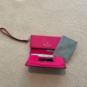 EUC Pink Kate Spade wristlet phone wallet